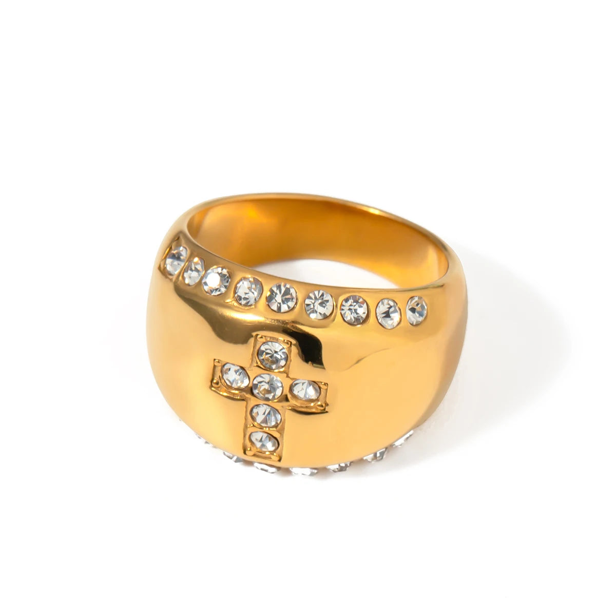 Anel Charlott de Luxo com Strass e Cruz