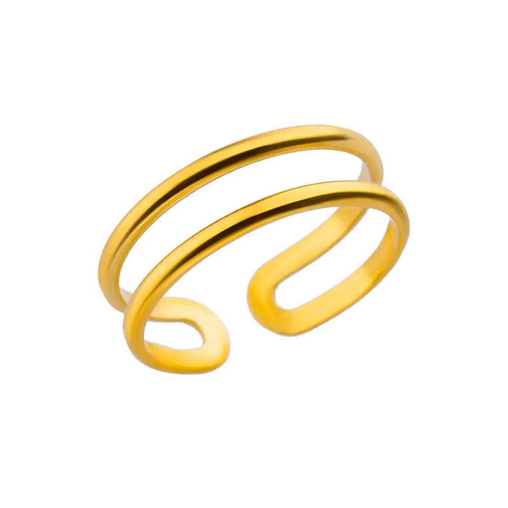Anel Dourado de Dupla Camada Charlott - Elegância Atemporal