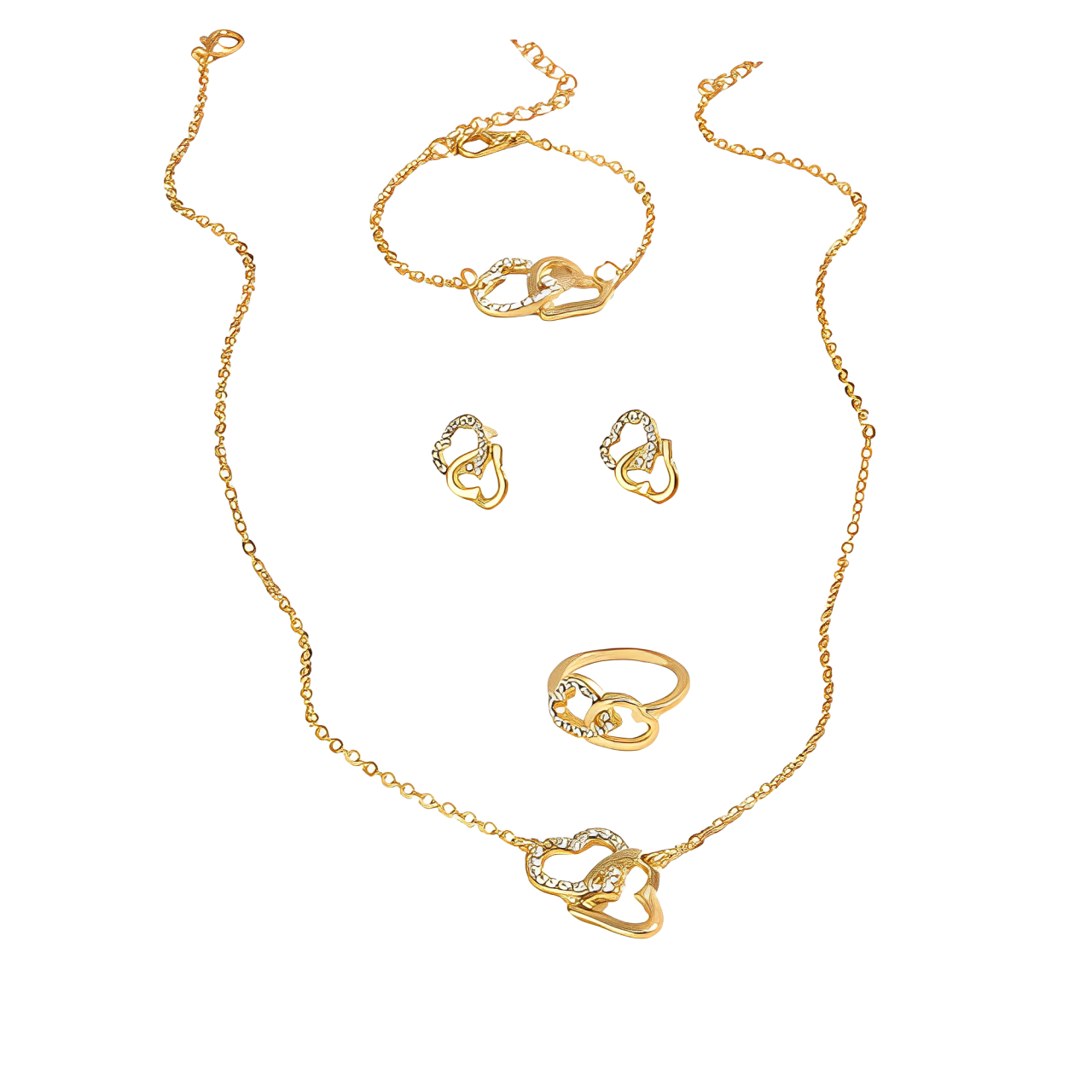 Conjunto Charlott de Joias Coração com Strass