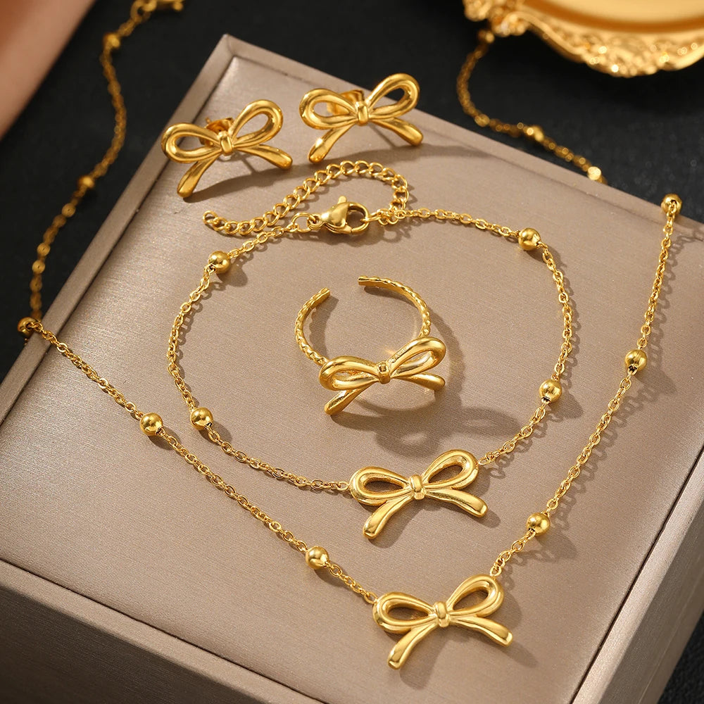 Conjunto Charlott de Joias Vintage em Aço Inoxidável