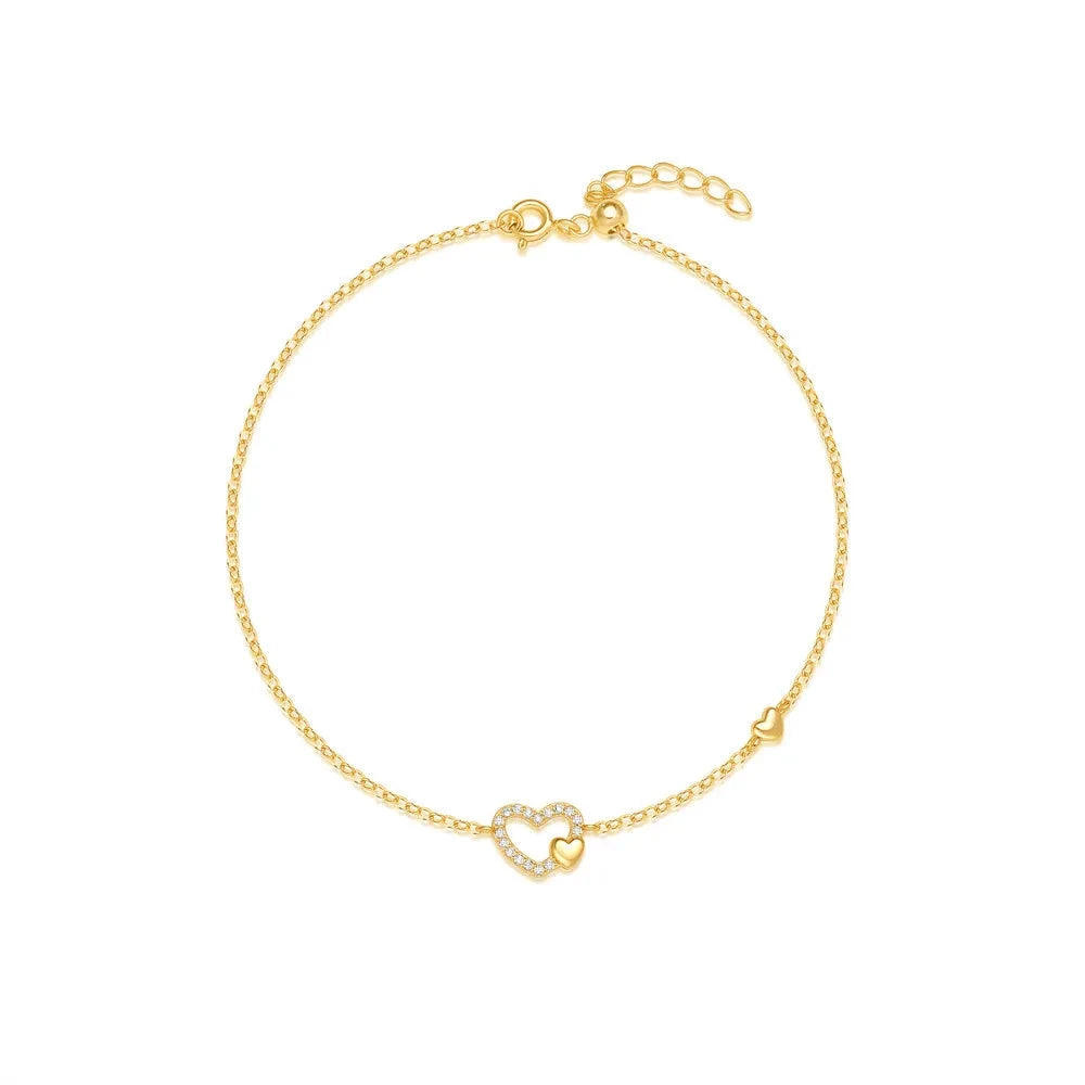 Pulseira Charlott Coração Oco em Prata 925 com Zircão