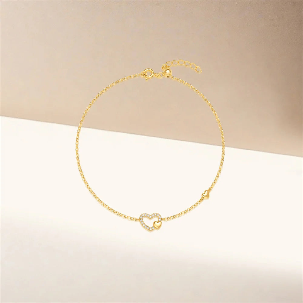 Pulseira Charlott Coração Oco em Prata 925 com Zircão