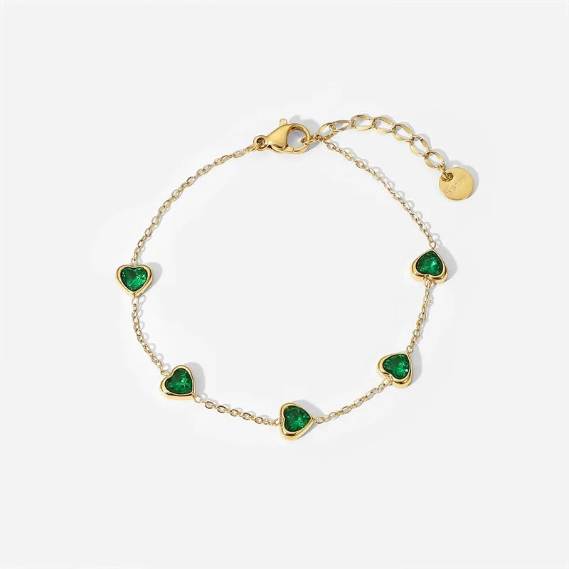 Pulseira Charlott Coração de Zircônia Verde